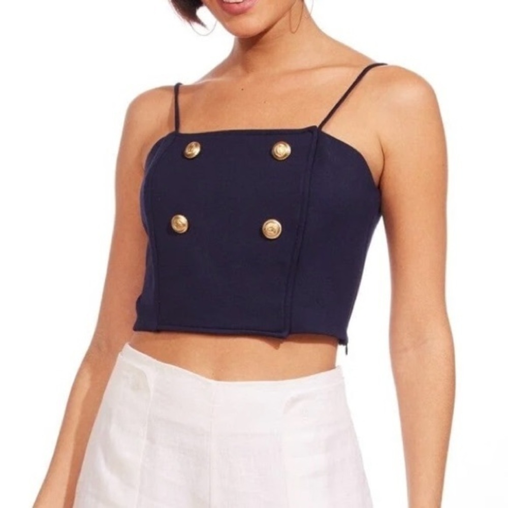 Anthropology Eva Franco Ponte Trench Crop Top - Navy Size 8